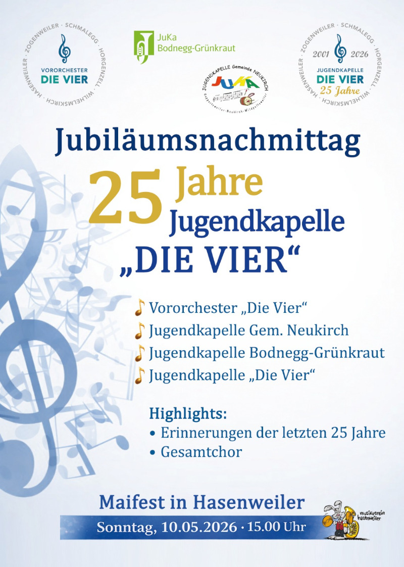 Plakat Jubil&auml;umsnachmittag 25 Jahre Jugendkapelle Die Vier